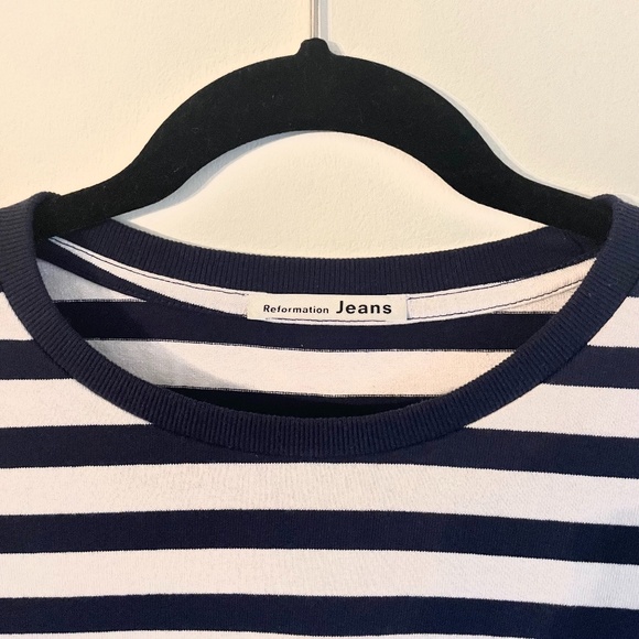 Reformation Navy Blue Striped Tee - Picture 3 of 5